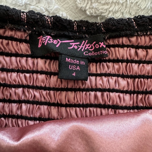 MINT BETSEY JOHNSON COLLECTION PINK & BLACK LACE COCKTAIL DRESS SZ 4, ORIG $385 - Picture 7 of 7